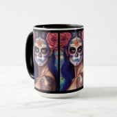 Sugar Skull Art - Rose und Romantik Tasse (Vorderseite Links)