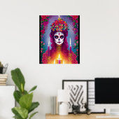 Sugar Skull Art - Schöne Frau im Altar Poster (Heimbüro)