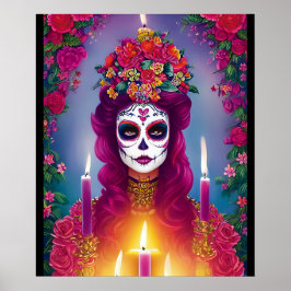 Sugar Skull Art - Schöne Frau im Altar Poster