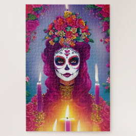 Sugar Skull Art - Schöne Frau im Altar Puzzle