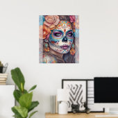 Sugar Skull Art - Schöne Frau im Skull Makeup Poster (Heimbüro)