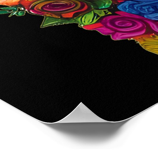 Sugar Skull Art - Schöne Frau in Blume Poster (Ecke)