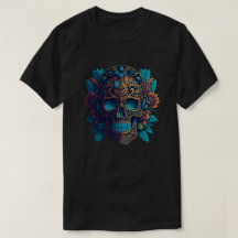 Sugar Skull Art - Schwarz und Gold Blume Skull