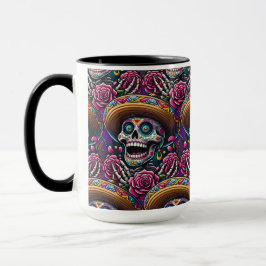 Sugar Skull Art - Skeleton Sombrero Rose Calavera Tasse