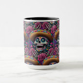 Sugar Skull Art - Skeleton Sombrero Rose Calavera Tasse (Zentrum)