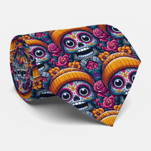 Sugar Skull Art - Skull in Beanie Calavera Krawatte