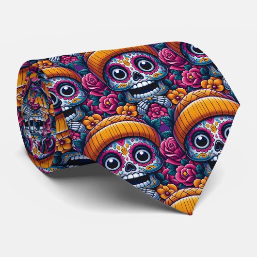 Sugar Skull Art - Skull in Beanie Calavera Krawatte (Gerollt)