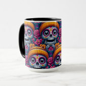 Sugar Skull Art - Skull in Beanie Calavera Tasse (Vorderseite Links)