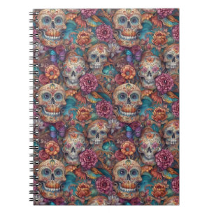 Sugar Skull Art - Skulls und Schmetterlinge Notizblock
