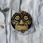 Sugar Skull Art, Tag des Toten Schwarzen und Gold Button (Beispiel)