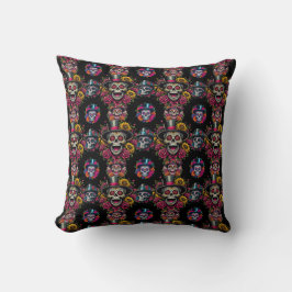 Sugar Skull Art - Top Hat Floral Fiesta Kissen