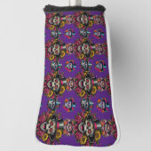 Sugar Skull Art - Top Hat Floral Fiesta (Lila) Golf Headcover (Rotieren 90)