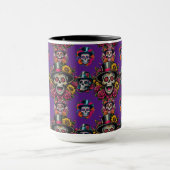 Sugar Skull Art - Top Hat Floral Fiesta (Lila) Tasse (Zentrum)