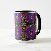 Sugar Skull Art - Top Hat Floral Fiesta (Lila) Tasse (VorderseiteRechts)