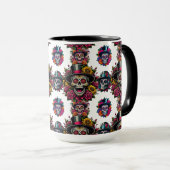 Sugar Skull Art - Top Hat floral Fiesta (weiß) Tasse (VorderseiteRechts)