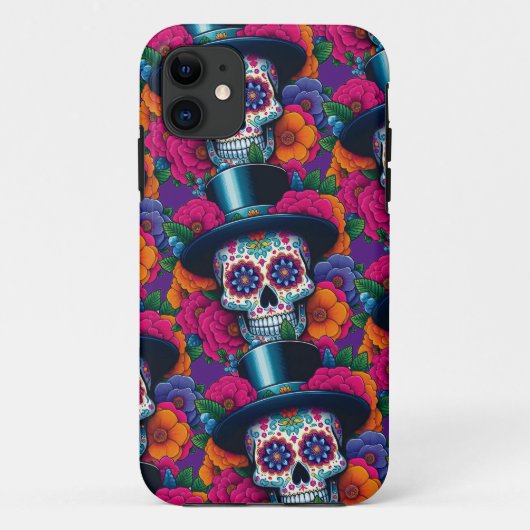 Sugar Skull Art - Top Hat Skull Case-Mate iPhone Hülle (Rückseite)