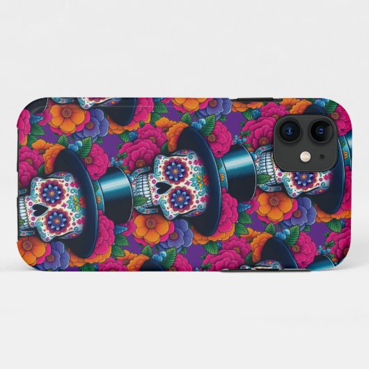 Sugar Skull Art - Top Hat Skull Case-Mate iPhone Hülle (Rückseite (Horizontal))