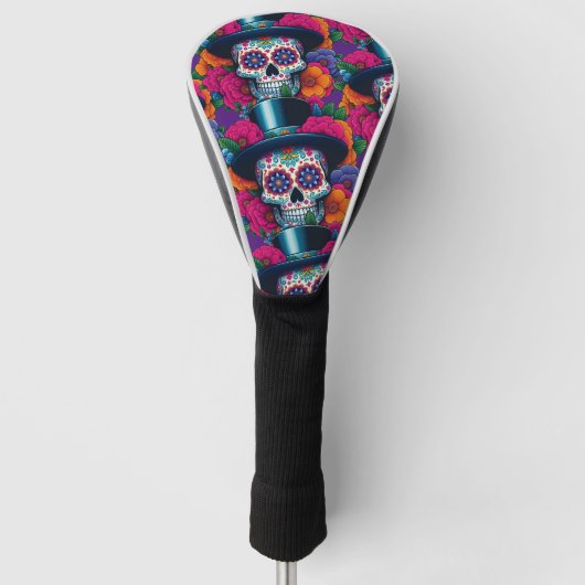 Sugar Skull Art - Top Hat Skull Golf Headcover (Vorderseite)