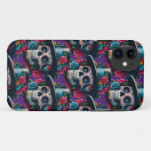 Sugar Skull Art - Top Hat und Pink Roses Case-Mate iPhone Hülle (Rückseite (Horizontal))