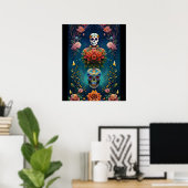 Sugar Skull Art - Traditionelle Dia de los Muertos Poster (Heimbüro)