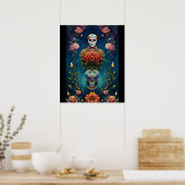 Sugar Skull Art - Traditionelle Dia de los Muertos Poster (Küche)