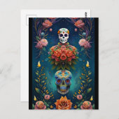 Sugar Skull Art - Traditionelle Dia de los Muertos Postkarte (Vorne/Hinten)