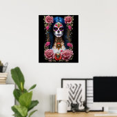 Sugar Skull Art - Traditionelle Frau Poster (Heimbüro)
