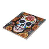 Sugar Skull Art - Traditioneller mexikanischer Sch Fliese (Seite)