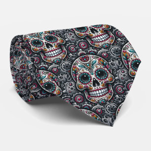 Sugar Skull Art - Uhrwerk Tag der Toten Krawatte