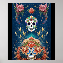 Sugar Skull Art - Urlaub in Dia de los Muertos Poster