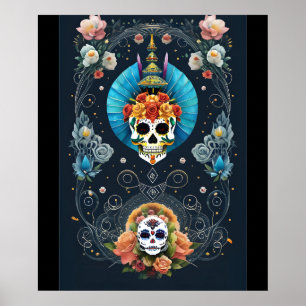 Sugar Skull Art - Vibranno Dia de los Muertos Poster