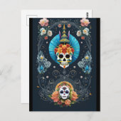 Sugar Skull Art - Vibranno Dia de los Muertos Postkarte (Vorne/Hinten)