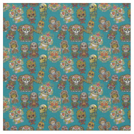 Sugar Skull Art Vintag Skelett Altar Muster Stoff