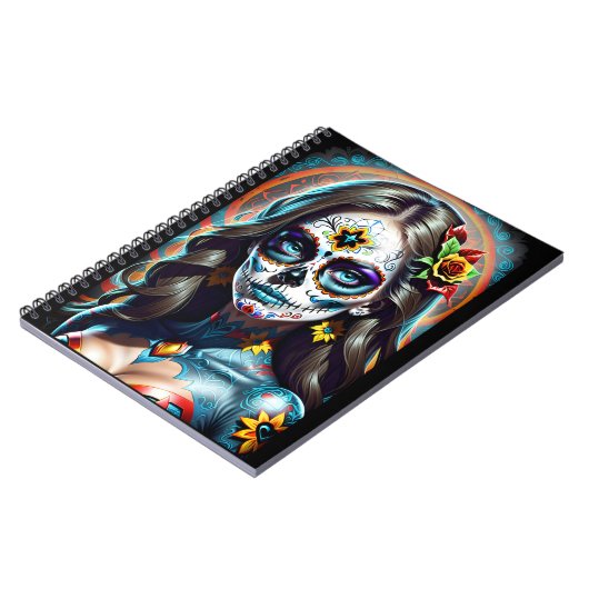 Sugar Skull Art - Vivid and Bold Notizblock (Linke Seite)