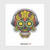 Sugar Skull Art - Vorherz und Kopfhörer Aufkleber (Blatt)