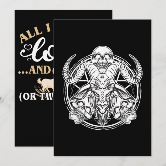 Sugar Skull Baphomet Ziegengeschenk Einladung (Vorne/Hinten)