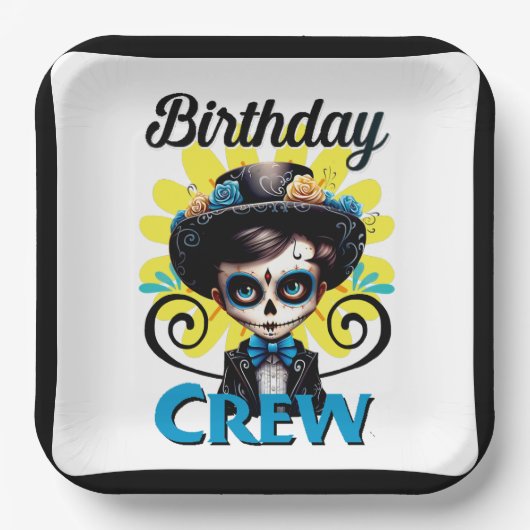 Sugar Skull Birthday Boy Pappteller (Vorderseite)