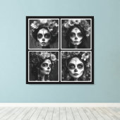 Sugar Skull Black and White Leinwanddruck (Insitu (Holzboden))