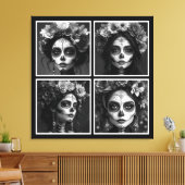 Sugar Skull Black and White Leinwanddruck (Insitu (Wohnzimmer))