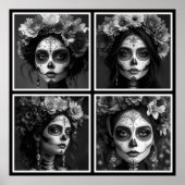 Sugar Skull Black and White Poster (Vorne)
