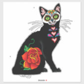 Sugar Skull Black Cat Aufkleber (Blatt)