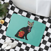 Sugar Skull Black Cat Badematte