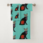 Sugar Skull Black Cat Badhandtuch Set (Insitu)