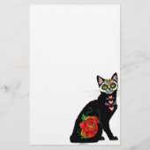 Sugar Skull Black Cat Briefpapier (Vorderseite)