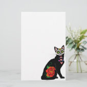 Sugar Skull Black Cat Briefpapier (Stehend Vorderseite)
