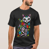 Sugar Skull Black Cat De Los Muertos Catrina Day O T-Shirt (Vorderseite)
