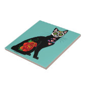 Sugar Skull Black Cat Fliese (Seite)