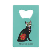 Sugar Skull Black Cat Geldbeutel Flaschenöffner (Rückseite)