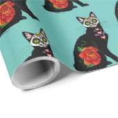 Sugar Skull Black Cat Geschenkpapier (Rolleneckpunkt)