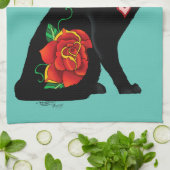 Sugar Skull Black Cat Geschirrtuch (Gefaltet)